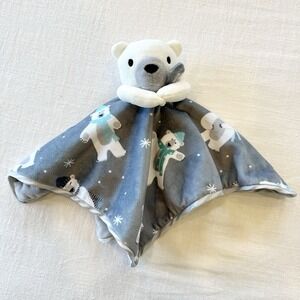 NOJO Polar Bear Lovey Baby Security Blanket Gray Stuffed Plush Toy